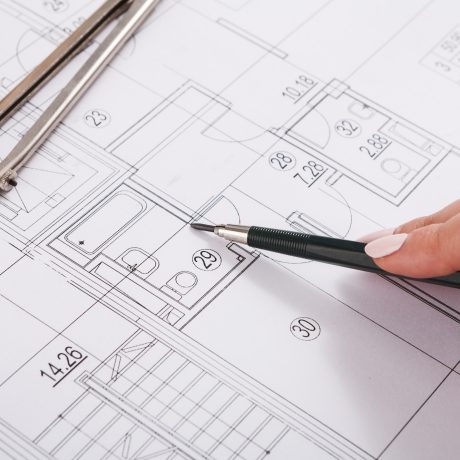 Architect drawing architectural project